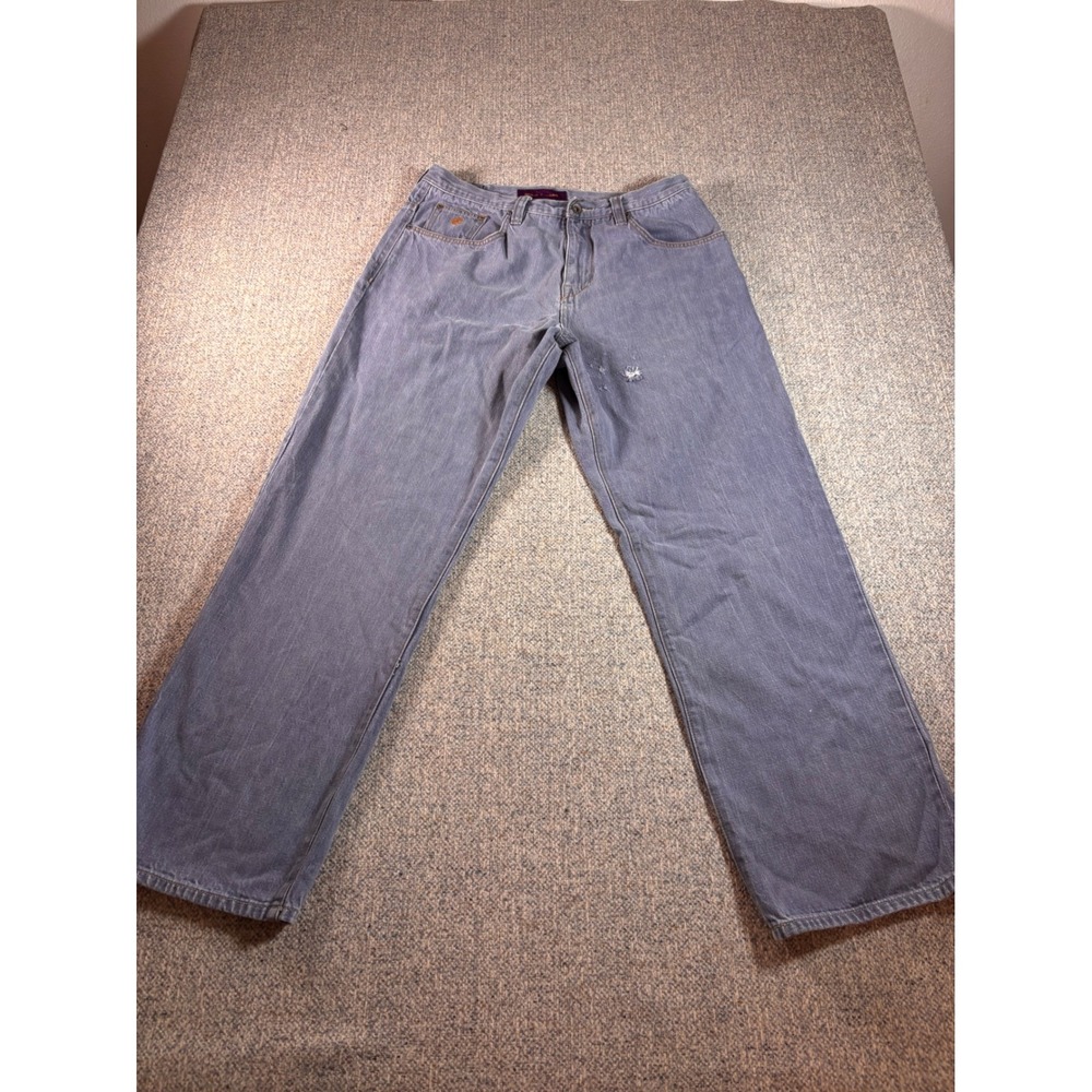 Roca Wear Mens Jeans‎ 36 Grey Relaxed Fit Double Embroidered Logo Denim Pants